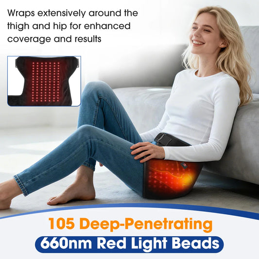 USB Charging Heated Hip Support Brace with 660nm Far Infrared 3 Adjustable Heating Levels Wrap Lower Back Hip Thighs Heating Pad