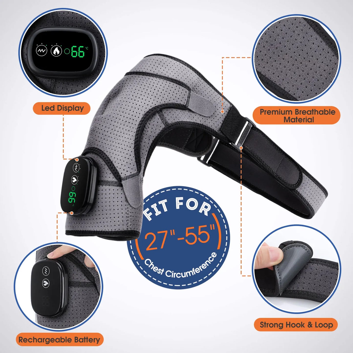 Electric Heating Shoulder Brace LED Display Vibration Shoulder Massage Support Belt Strap For Joint Brace Care Muscle Relaxation