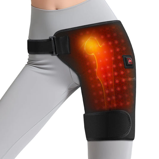 USB Charging Heated Hip Support Brace with 660nm Far Infrared 3 Adjustable Heating Levels Wrap Lower Back Hip Thighs Heating Pad